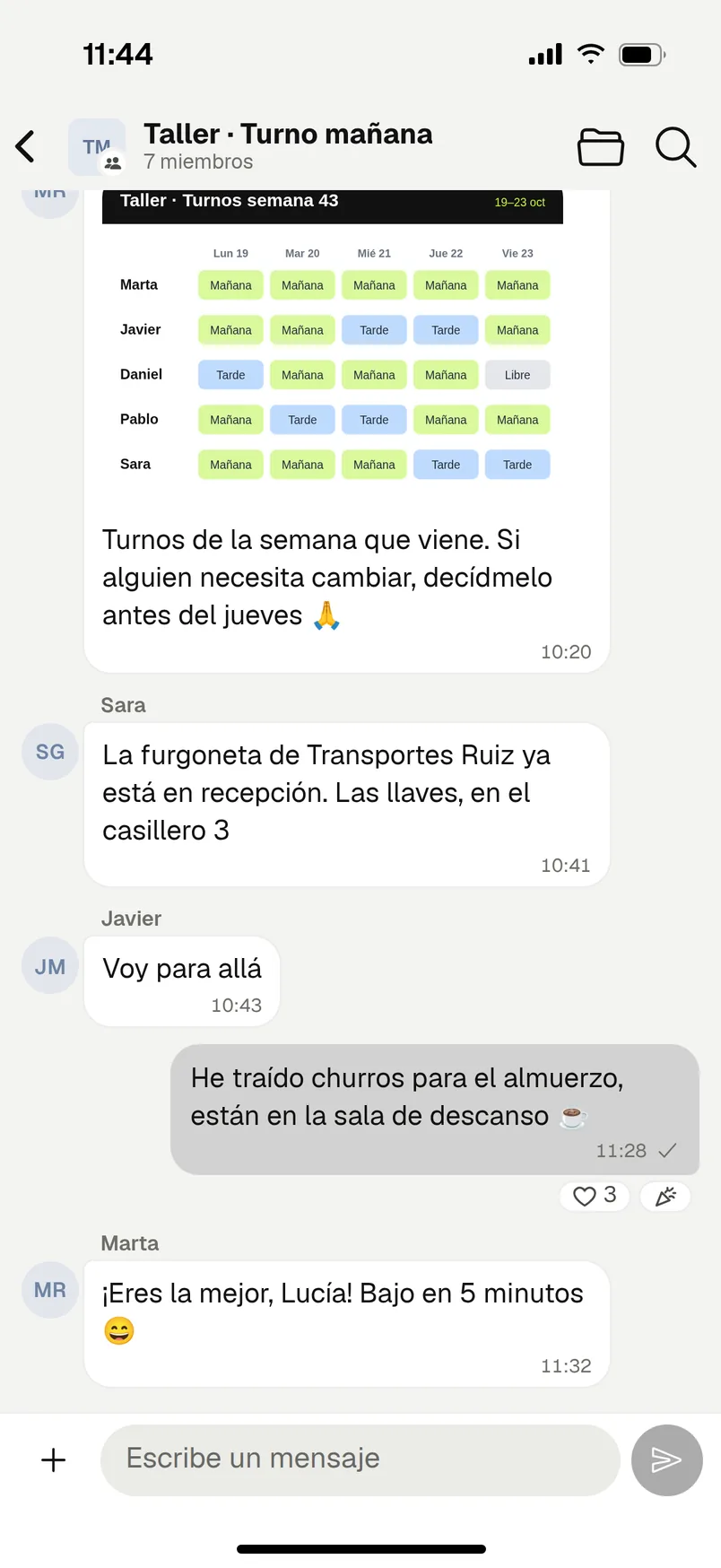 Catalink GO: chat de un equipo