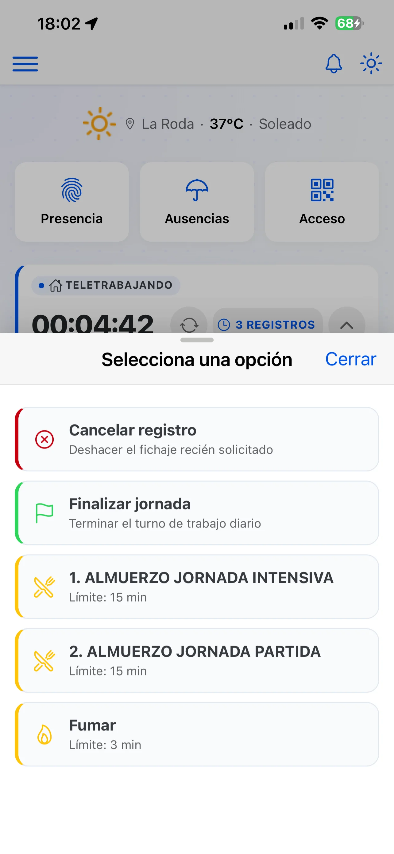 Selector de pausas